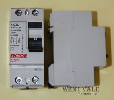 Sector SRA40/2D - 40a 30mA Double Pole RCD Unit Used