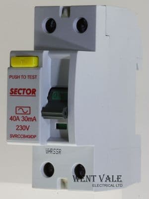Sector - SVRCCB40/DP - 40a 30mA Double Pole Class AC RCCB Used (red).