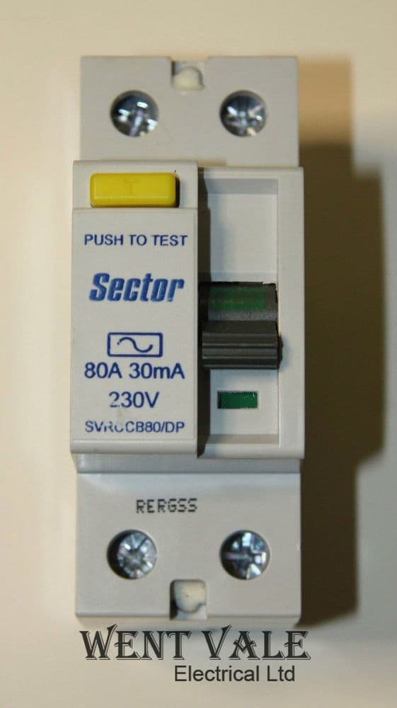 Sector SVRCCB80/DP - 80a 30mA Double Pole RCCB Unit Un-used