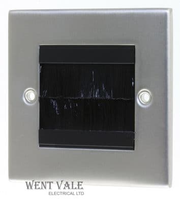 Selectric 5M - 5M-BR-7 - 1 Gang Two Outlet Media/Data Satin Chrome Brush Plate