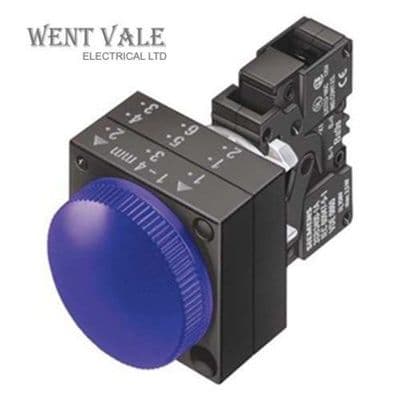 Siemens 3SB3244-6AA50 - 22mm Round 24v Indicator Lamp Unit With Blue Lens NIB