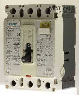 Siemens 3VF3 - 3VF3111-1FS41-0AA0 - 100a Triple Pole Cat. A MCCB Used (O)