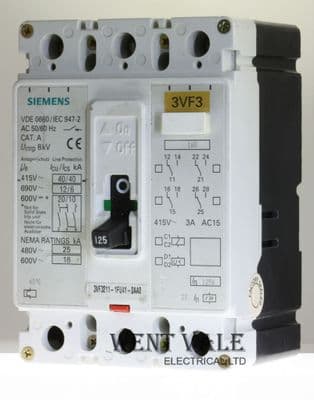 Siemens 3VF3 - 3VF3211-1FU41-0AA0 - 125a Triple Pole Cat. A MCCB Used (N)
