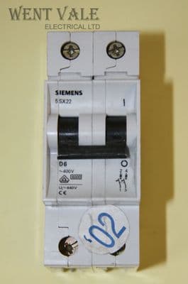 Siemens N System - 5SX2 2D06 - 6a Type D Double Pole MCB New
