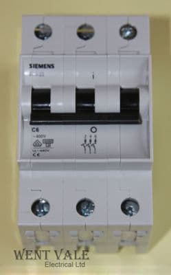 Siemens N System - 5SX2 3C06 - 6a Type C Triple Pole MCB New