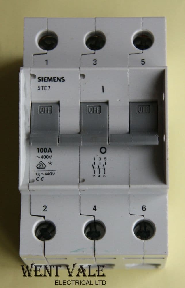 Siemens N System - 5TE7 - 100a Triple Pole Switch Disconnecter Used