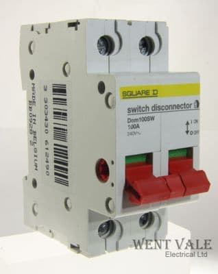 Square D - Domae - DOM100SW - 100a Double Pole Switch Disconnector Used