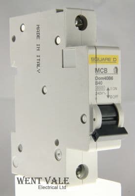 Square D - Domae - DOM40B6 - 40a Type B Single Pole MCB Used