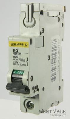 Square D - Loadcentre - KQ10B106 - 6a Type B Single Pole MCB Used