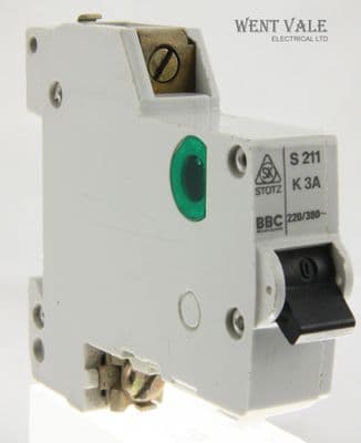 Stotz/BBC S211 3a Type K Single Pole MCB Used