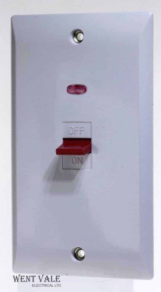 Super Switch Silk Range - SW20 - 45a Double Pole Control Switch with Neon