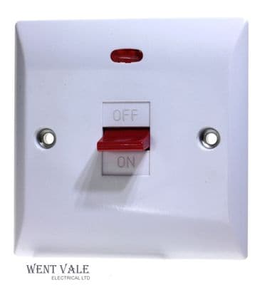 Super Switch Silk Range - SW22 - 45a Double Pole Switch with Neon