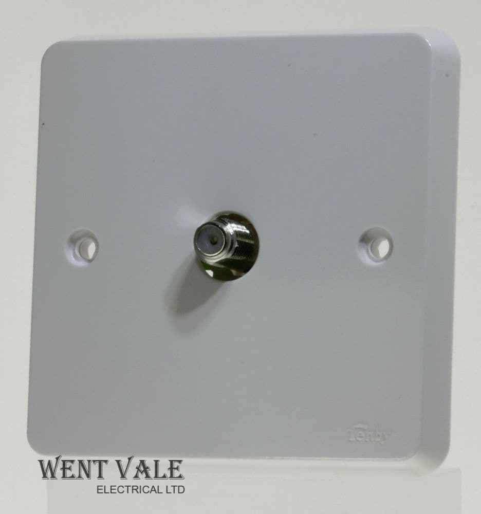 Tenby Glacier 7751 - White Moulded Single F-Type Satellite Socket New