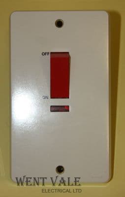 Tenby Glacier 7777 - 45a 2 Gang Double Pole Switch + Neon Un-used