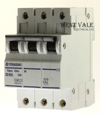 Terasaki Tem Din III - C20 - 20a Type C Triple Pole MCB Unused
