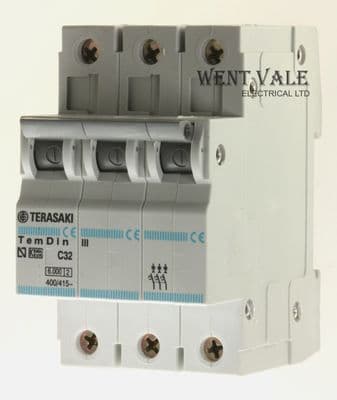 Terasaki Tem Din III - C32 - 32a Type C Triple Pole MCB Unused