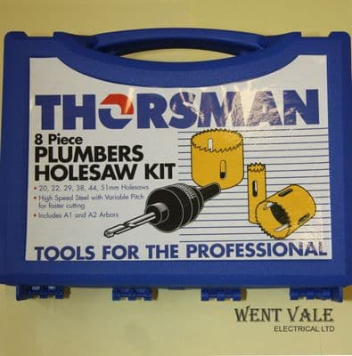 Thorsman 3311915 - 8 Piece Plumbers Holesaw Kit + Carry Case. New