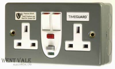 Timeguard Valiance - RCD08MPVN - 13a 30mA Passive RCD Switched Metalclad Socket