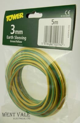 Tower DGYSLV23/5 - 5 Mtr Coil Of 3mm Green And Yellow Earth Sleeving NIP