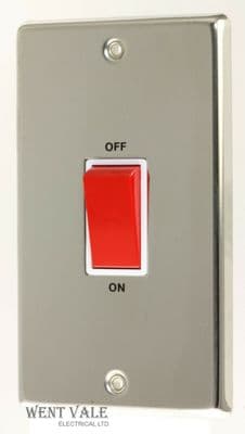 Volex Metal Plate - VX9703PS - 45a Double Pole Control Switch in Polished Steel