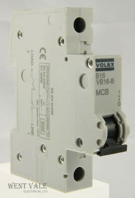 Volex Protector VB Range - VB16-B - 16a Type B Single Pole MCB Latest Style Used