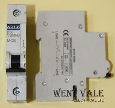 Volex Protector VB Range - VB50-B - 50a Type B Single Pole MCB Latest Style New