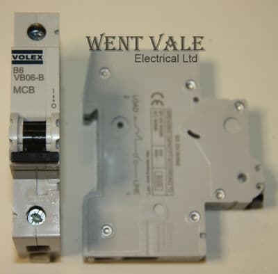 Volex VB Range - VB06-B - 6a Type B Single Pole MCB Latest Style Used