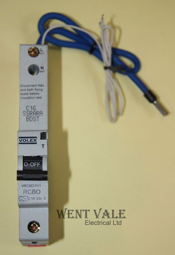 Volex - VRCBO16/1 - 16a 30mA Type C Single Pole RCBO New in Box