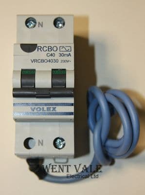 Volex VRCBO4030 - 40a 30mA Type C Double Pole RCBO Unused