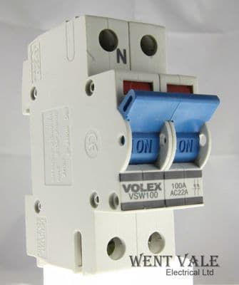 Volex - VSW100 - 100A Double Pole Main Switch Disconnector Used