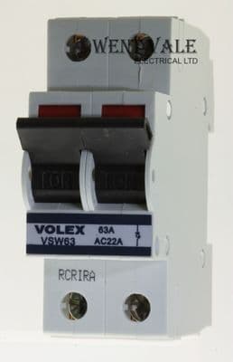 Volex VSW63 - 63A Double Pole Main Switch Disconnector Unused