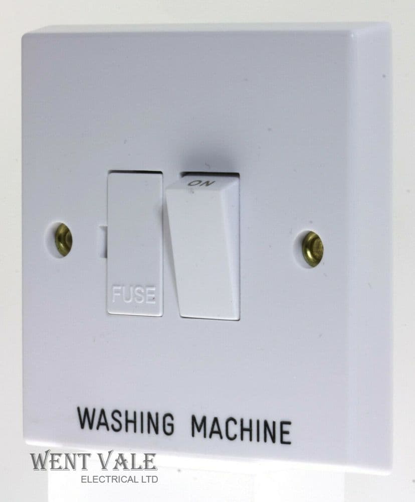 Volex VX1080WM 13a White Moulded Sw d Fused Spur Engraved "Washing
