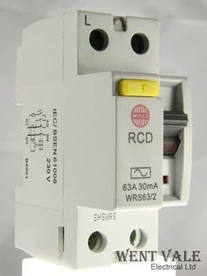 Wylex - Lifeline - WRS63/2 - 63a 30mA Double Pole RCD Used