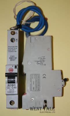 Wylex - NH Range - NSBS40/1 - 40a 30mA Type C Single Pole RCBO Used