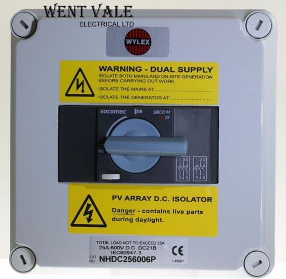 Wylex NHDC256006P 25A 600VDC 6 Pole Isolator & Enclosure For Solar PV Arrays