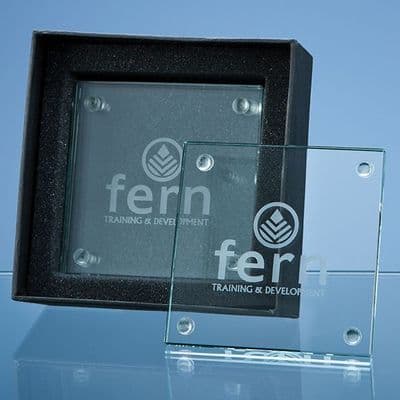 4 x 100mm Jade Glass Square Coasters In A Gift Box