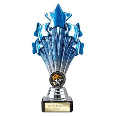 5 Star Trophy Blue and Silver