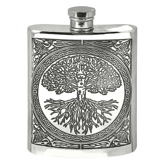 Tree of Life Flask Pewter 6oz | TrophyMaster UK