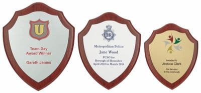 Acrylic Presentation Plaque on Rosewood Shield with strut stand