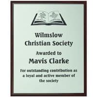 Acrylic Presentation Wall Plaque 20x15cm on wood backboard 23x18cm | TrophyMaster UK
