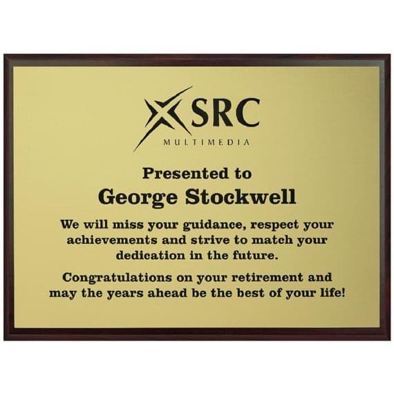Acrylic Presentation Wall Plaque 30x24cm on wood backboard 33x27cm | TrophyMaster UK