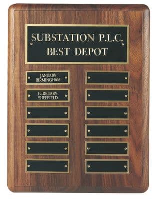 American Walnut Perpetual Wall-Hanging Plaque 305mm x 228mm