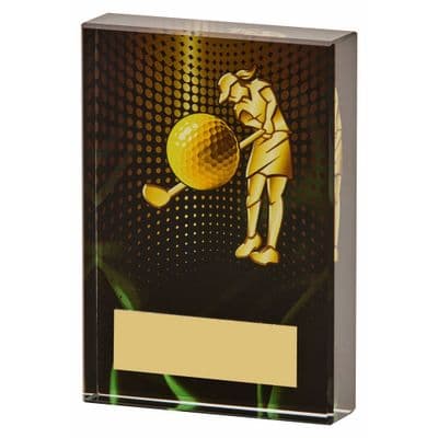 Black/Gold Glass Female Golf Award