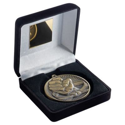 Black Velvet Box  with Martial Arts Medal 60mm (2.4
