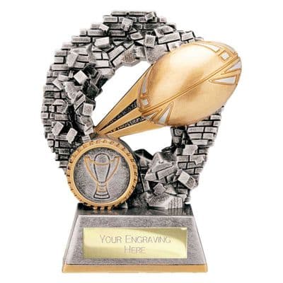 Blast Out Rugby Award Antique Silver & Gold