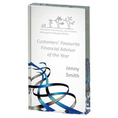 Blue Celebration 20mm Thick Glass Award