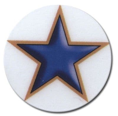 Blue & Gold Star Vinyl 25mm Flat Centre - 5pcs