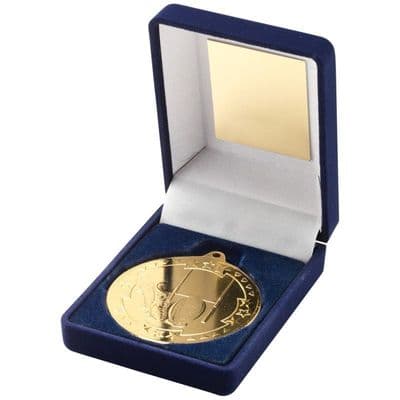 Blue Velvet Box and Rugby Medal 50mm