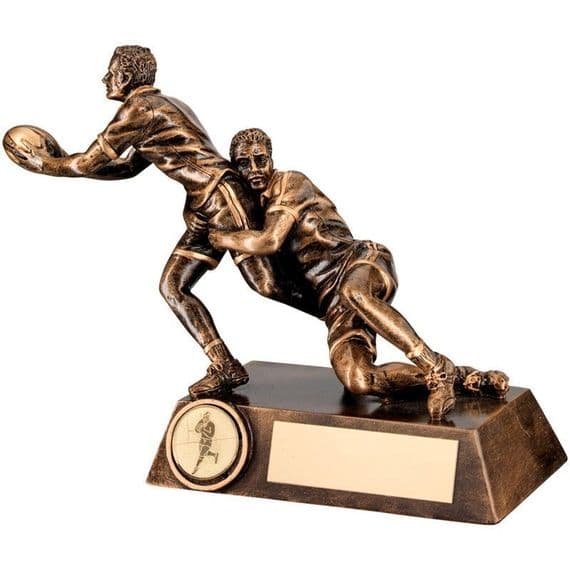 Bronze Double Rugby 'Tackle' Figures Award | TrophyMaster UK