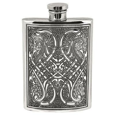 Celtic Knot Hip Flask Pewter